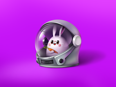 Stay At Home carrot character cute cute animal design fun helmet illustration isolated minimal rabbit reflection stayhome