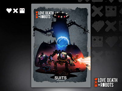 Love Death + Robots - Suits Poster illustration aliens animation digitalart illustration lovedeathandrobots netflix poster poster art poster design robots suits