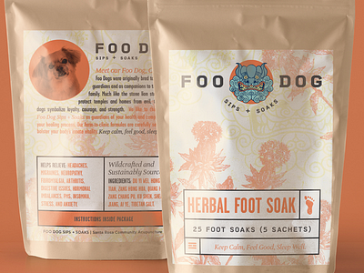 Foo Dog Foot Soak acupuncture apothecary fu dog health label packaging spa vintage