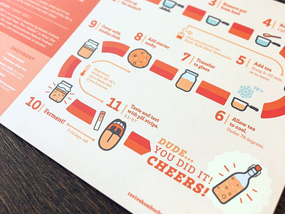 Revive Infographic diy icons illustration infographic kombucha orange postcard tea thick lines
