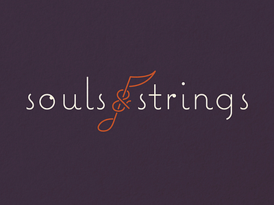 Souls + Strings, unchosen logo ampersand icon logo music music note souls strings word mark