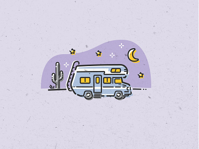 Spot Illustrations for Twine - Overnight Camper art direction camper campervan design flat illustration illustration illustration design nostalgia spot illustration