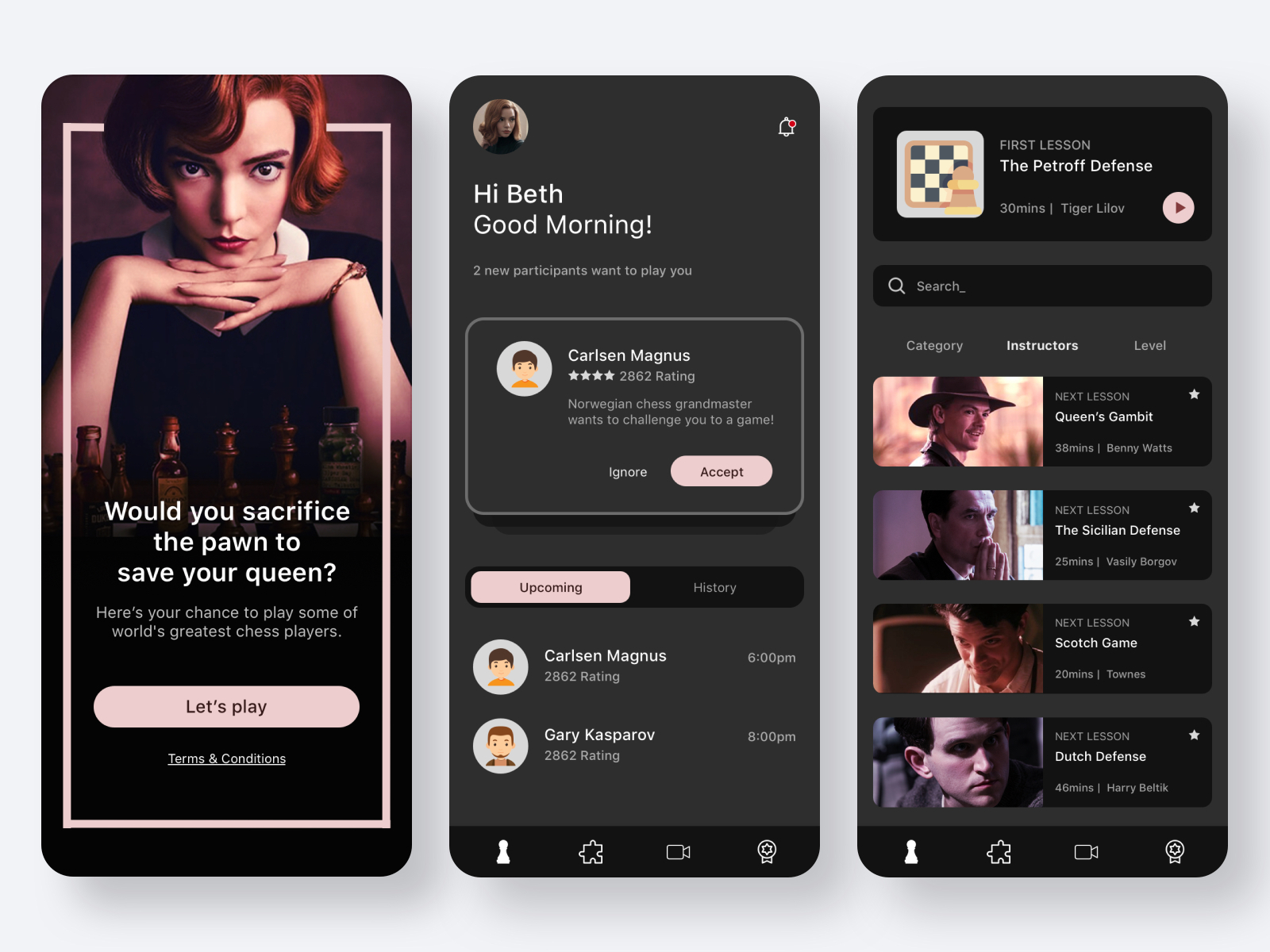 Queens Gambit App Game Concept by Bowie S. on Dribbble