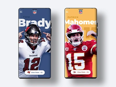 NFL Super Bowl LV Stats Landing Page aaronrodgers appinterface buccaneers chiefs digitaldesign espn football interface kansascity landingpage nfl patrickmahomes sportsapp superbowlhalftimeshow superbowllv superbowlsunday superbowlweekend tampabay tombrady ui