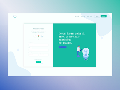 Tealo Sign Up Page 2 app application clean dashboard design isometric isometric design log in login minimal sign up signup signupform sketch typography ui ui ux design ux web website