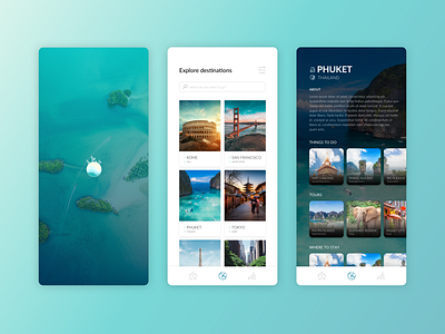 Travel App Screenshots app application beach branding character clean design icon identity logo minimal prototype sketch thailand travel travel app typography ui ui ux design ux