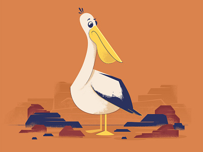 Pelican 2d character design illustration vector