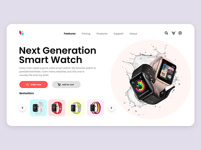 Smart Watch Landing Page branding design flat graphic design illustration lading page logo online shop smart watch typography ui ux vector