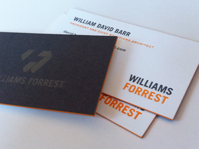 WF Cards black business card foil letterpress orange print stamp stationery