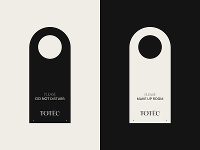 Totec Hotel Door Hanger Design branding design font hotel icon identity logo minimal outer studio type typography