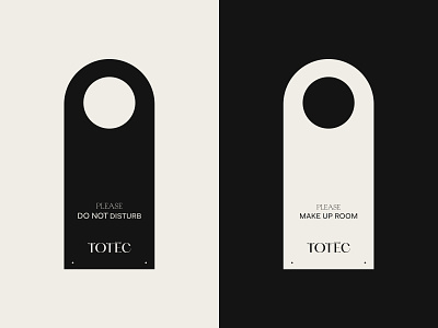 Totec Hotel Door Hanger Design branding design font hotel icon identity logo minimal outer studio type typography