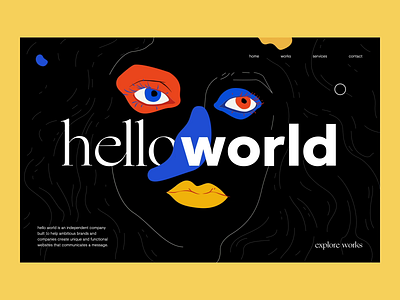 Hello World Agency Portfolio Website abstract agency animation branding design fold homepage identity illustration interaction interactive landing outer page scroll typography ui ux web website