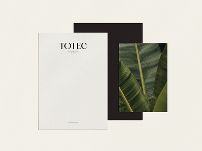 Totec Hotel Branding boutique brand identity branding design hotel icon identity logo logotype mark material minimal natural nature outer stationery stationery design type word wordmark