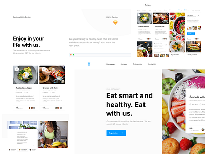 Food Project - Enjoy with us - Web Design branding design food food and drink healthy healthyfood landingpage meal restaurant ui uiux ux webdesig webdesign
