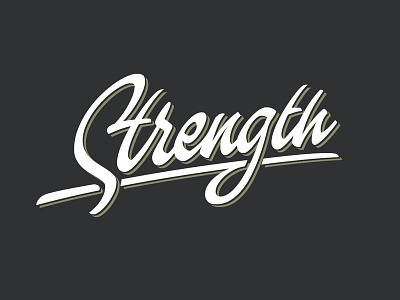 Strength brush calligraphy design lettering letters logo script typography vector wordmark