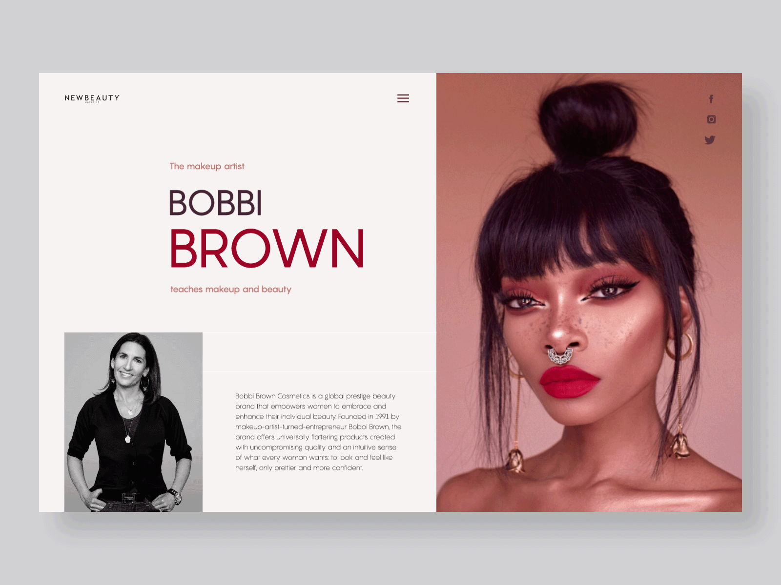 New Beauty Magazine website concept beauty beauty magazine bobbi brown branding inspiration makeup makeup artist personal project ui uidesign web web design webdesign website