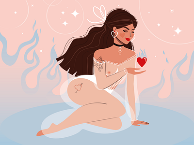 Love is in the air dribbble fire flatgirl girl illustration inlove love uidesign valentine valentinesday vector vector illustration vectornator woman