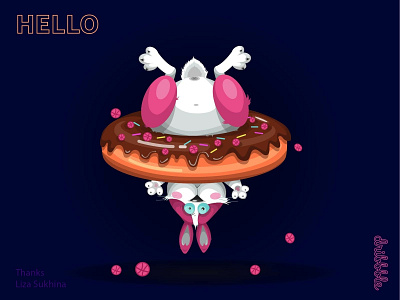 Hello Dribbble animal bunny donut dribbble first design first shot hello hello dribbble hello dribble illustration rabbit vector