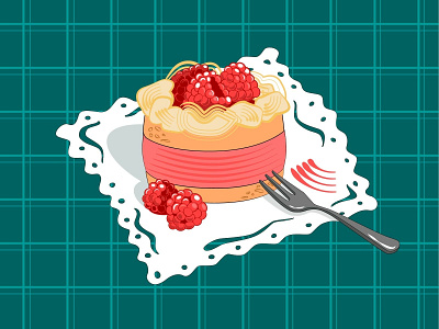 Cake cake cream delicious dribbble hello dribbble illustration raspberry