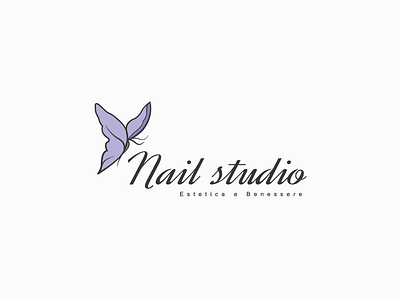 Nail studio beauty butterfly identity logo logotype nail parlour studio violet