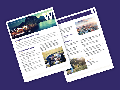 UW Earthlab Infosheet adobe indesign print design