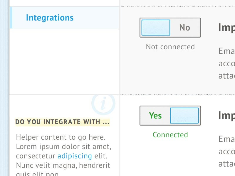 Integrations Ui by Nutshell on Dribbble
