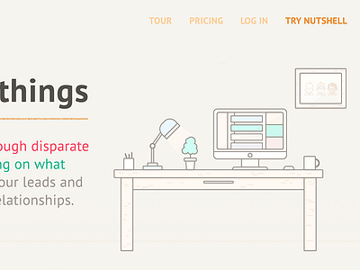 Nutshell web design crm desk illustration landing page nutshell
