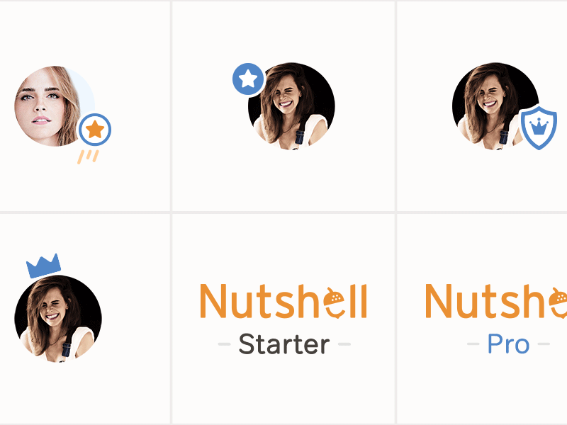 Nutshell UI Design avatar brand symbol logo nutshell pro orange plans pro