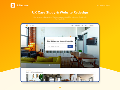 Sublet.com UX Case Study app app design landing page landing page design mobile mobile design modern sublets ui ux web design