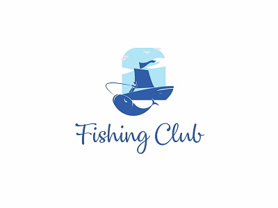 Fishing club branding design icon illustration logo
