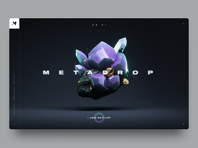 Metadrop Teaser Page 3d clean crypto dark design landing page minimal nft ui web design