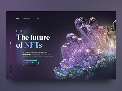 NFT Landing Page Concept 3d clean crypto dark design landing page minimal nft ui web design
