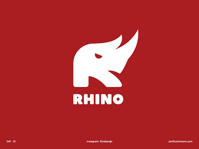 Daily Logo 10 - R + Rhino animal branding challenge daily dailylogo dailylogochallenge identity letter logo mark r rhino