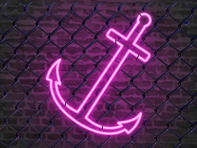 Neon Anchor chain link fence depth of field glow illustration neon neon anchor zip tie