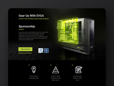 Gear Up With EVGA case dark evga gaming pc ui uiux web web design website