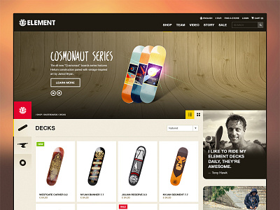 Element redesign ecommerce element redesign skate skateboard ui webshop wood