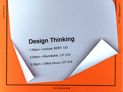 Event Poster design folded graphic design orange paper poster scanned thinking