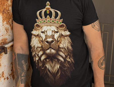 Lion of Judah Bling Edition - T-shirt 3d bling crown gold jewels judah lion mid journey t shirt threadless