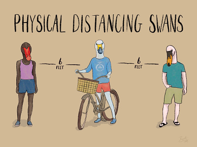 Physical Distancing Swans coronavirus covid covid-19 illustration local government orlando swans