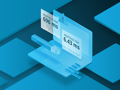 Application Performance Monitoring illustration isometric laptop