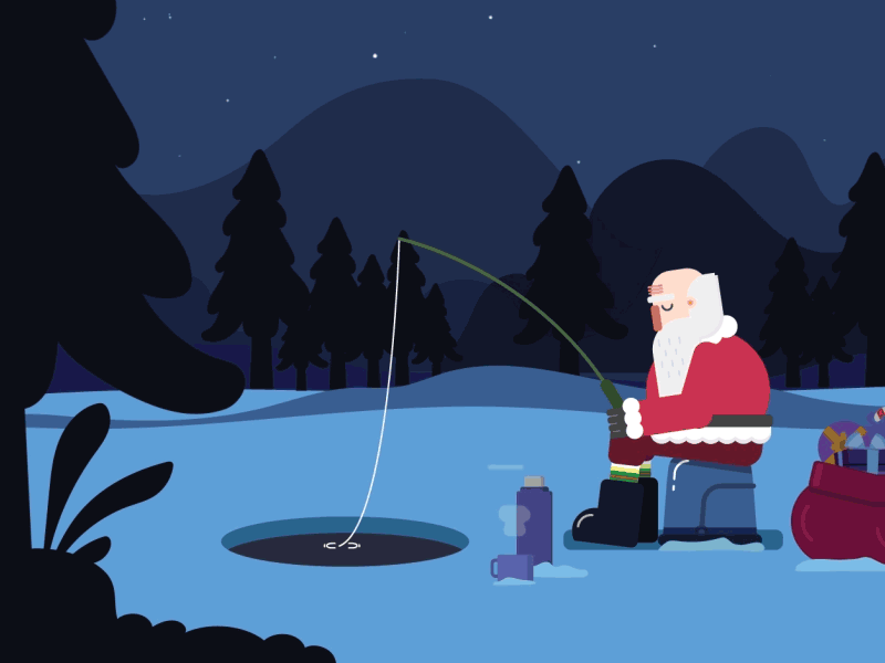 Fishing Santa after effects christmas christmas 2018 fishing flat gift illustration motion graphics presents santa santa claus