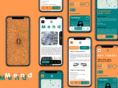 Mend App animation app design icon mental health web