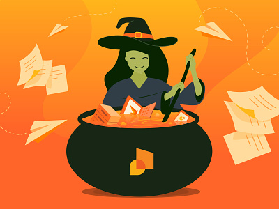 Office Brew brew cauldron halloween illustration illustrator paper paper airplane potion spooky stir witch