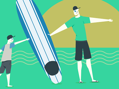 🏄 WIP board flat illustration illustrator minimal sun surf surfboard wave