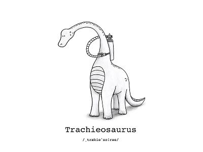 Trachieosaurus dinosaur illustration ipad oxygen procreate trach tracheostomy vent
