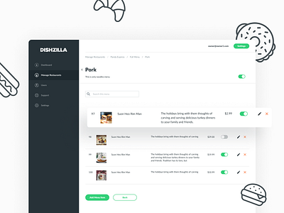 Dishzilla - desktop application app application application ui branding design design food food app uiux