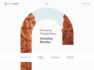 Capital Insight Home Page application arch branding concept design landing landing design landing page landing page ui rocks utah website concept