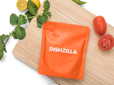 Dishzilla Packaging Concept brand branding branding design design flat illustration lettering orange package package mockup packagedesign typography vector