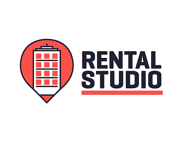 Rental Studio logo house logo pin place studio