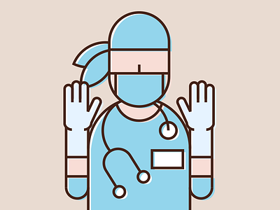 Surgeon doctor flat hospital icon illustration linear surgeon